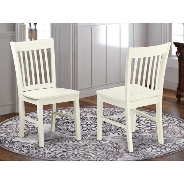 East West Furniture Norfolk Dining Chair with Wood Seat Linen White Set of 2 NFCLWHW Zoro
